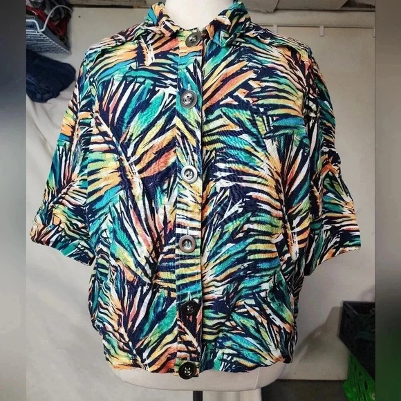 CJ Banks Jackets & Blazers - CJ BANKS TROPICAL DESIGN MULTICOLOR PLUS SIZE 2X BLAZER